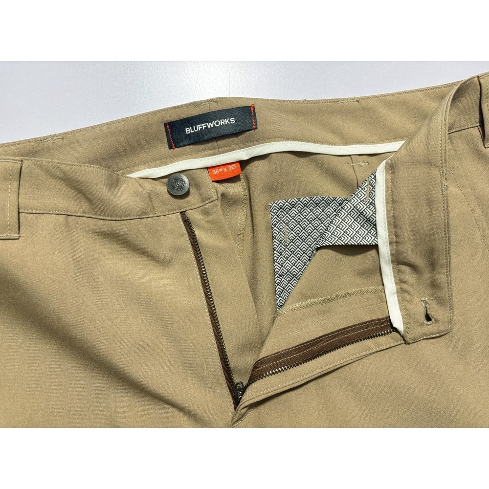 Bluffworks Pants Relaxed Fit Khaki Work Performance Golf Mens 36x36 (Act. 36x35) - Picture 6 of 11